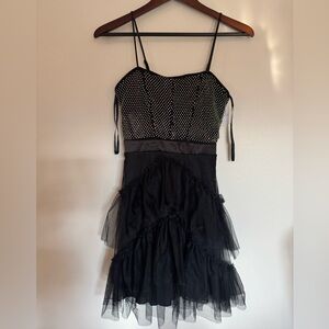 Winter Formal City Studio Black and Rhinestone Mini Dress with tulle  NWT Size 1
